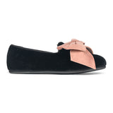 Pink Bowtie Black Velvet Loafer