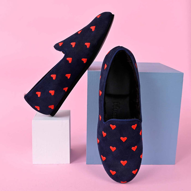 Bright Red Heart Loafers - Best Home Shoes - Suede Loafers | Hums