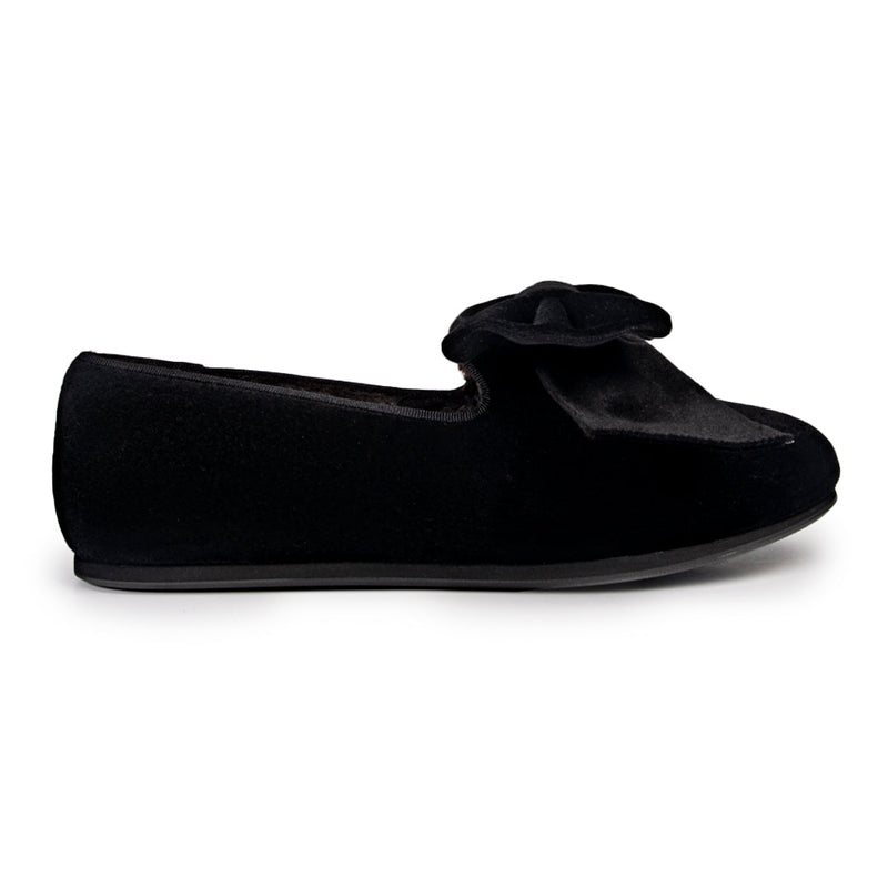 Black Bowtie Velvet Loafers (women)