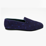 Hums Slippers - Men's Dark Blue Cross Rubber Sole Embroidered Loafers